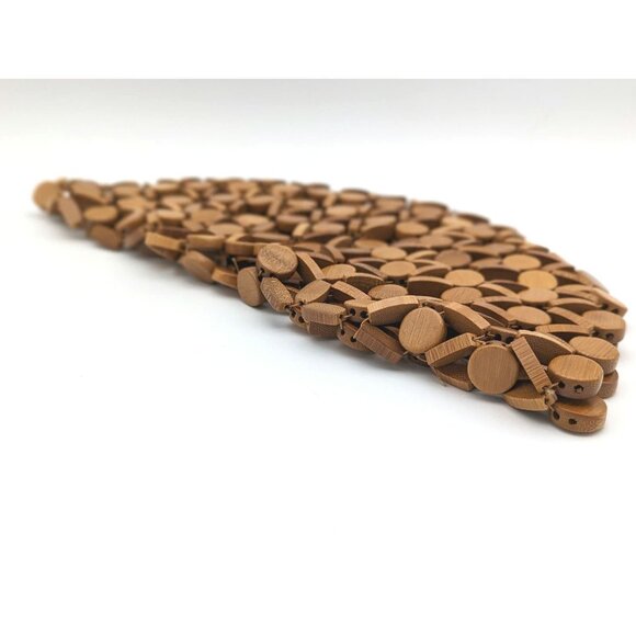 Vintage Large Wood Assembled Centrepiece Round Placemat | 13.5" Diameter - Picture 3 of 4